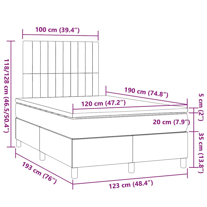 Pat box spring cu saltea, negru, 120x190 cm, catifea - WALTI WALTI