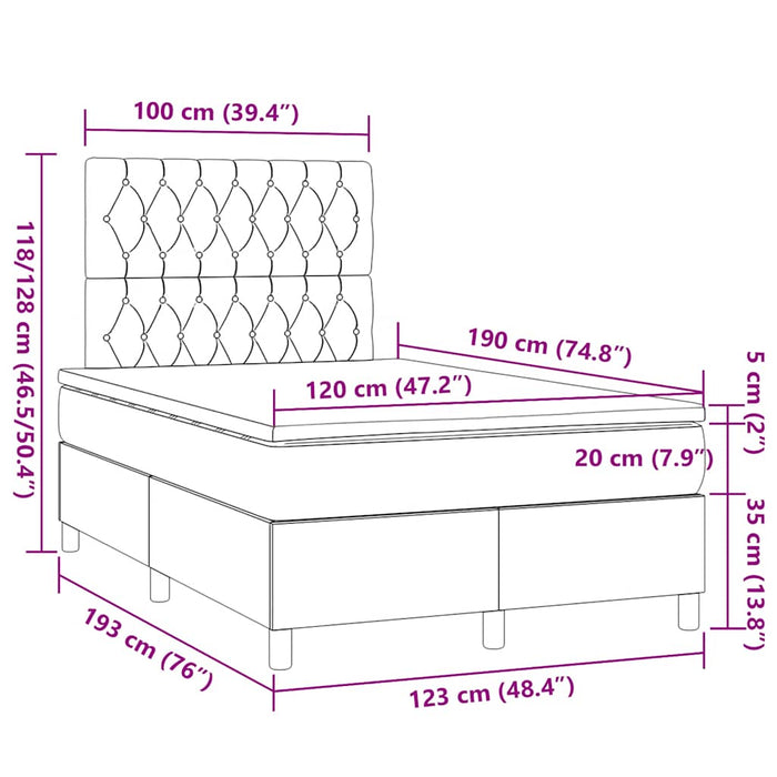 Pat box spring cu saltea, gri închis, 120x190 cm, textil - WALTI WALTI