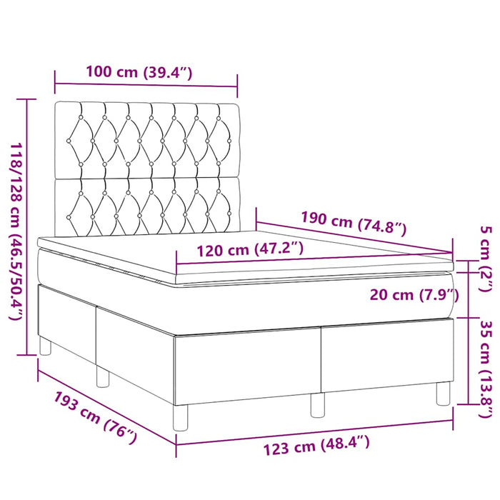 Pat box spring cu saltea, negru, 120x190 cm, catifea - WALTI WALTI