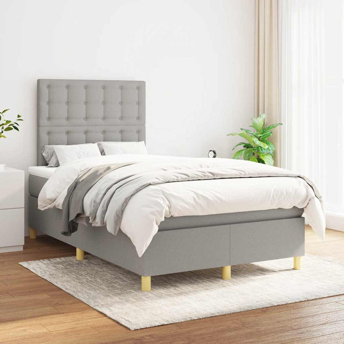 Pat box spring cu saltea, gri deschis, 120x190 cm, textil - WALTI WALTI