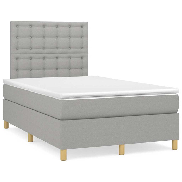 Pat box spring cu saltea, gri deschis, 120x190 cm, textil - WALTI WALTI