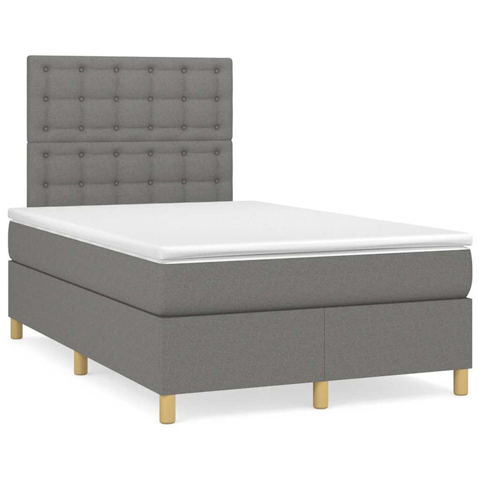 Pat box spring cu saltea, gri închis, 120x190 cm, textil - WALTI WALTI