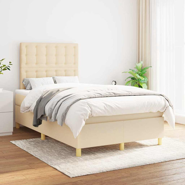 Pat continental cu saltea, crem, 120x190 cm, textil WALTI