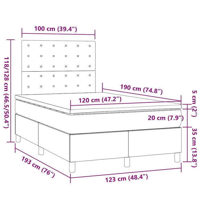 Pat continental cu saltea, crem, 120x190 cm, textil WALTI