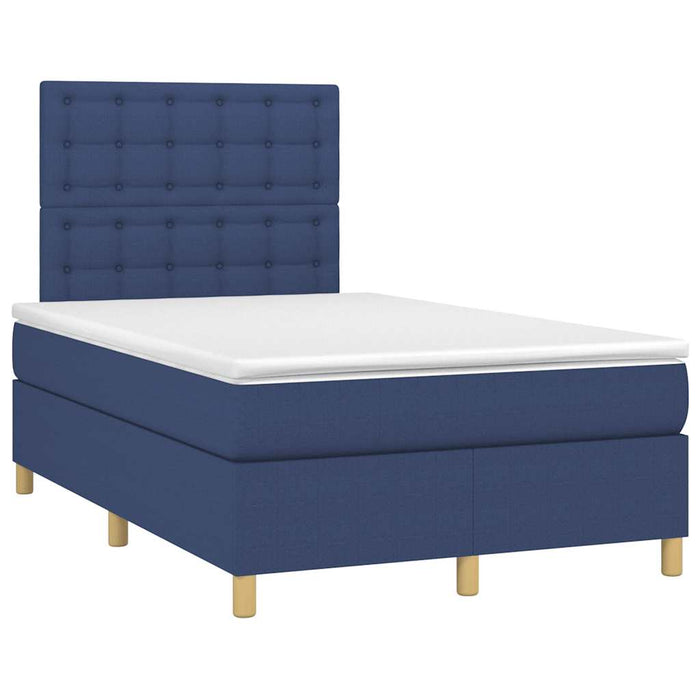 Pat box spring cu saltea, albastru, 120x190 cm, material textil - WALTI WALTI