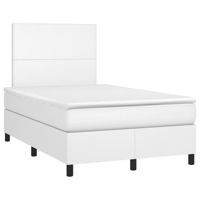 Pat box spring cu saltea, alb, 120x190 cm, piele ecologică - WALTI WALTI
