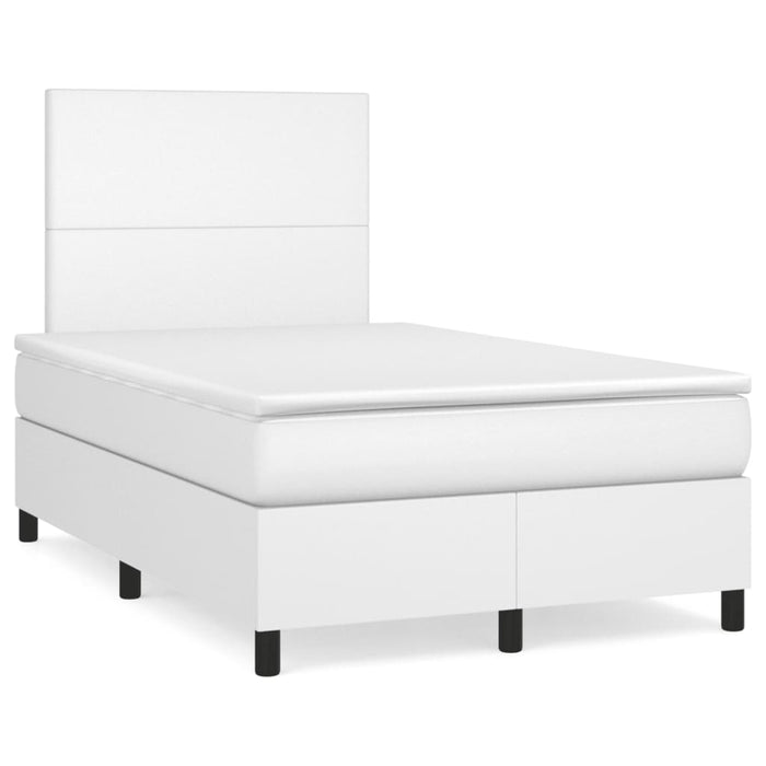 Pat box spring cu saltea, alb, 120x190 cm, piele ecologică - WALTI WALTI
