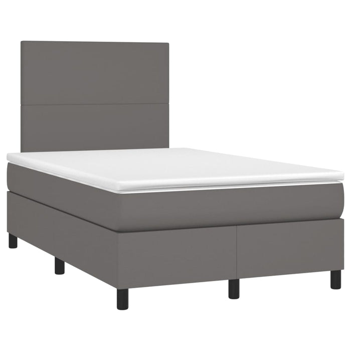 Pat box spring cu saltea, gri, 120x190 cm, piele ecologică - WALTI WALTI