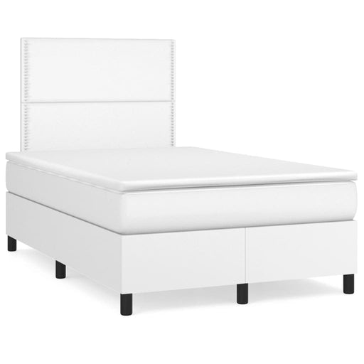 Pat box spring cu saltea, alb, 120x190 cm, piele ecologică - WALTI WALTI