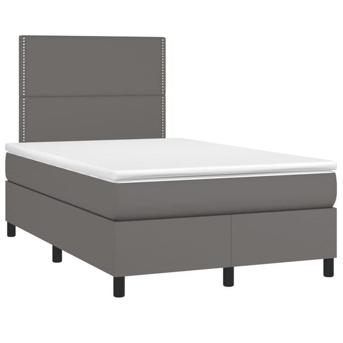 Pat box spring cu saltea, gri, 120x190 cm, piele ecologică - WALTI WALTI