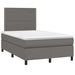 Pat box spring cu saltea, gri, 120x190 cm, piele ecologică - WALTI WALTI