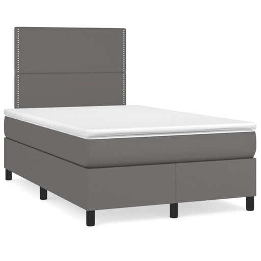 Pat box spring cu saltea, gri, 120x190 cm, piele ecologică - WALTI WALTI