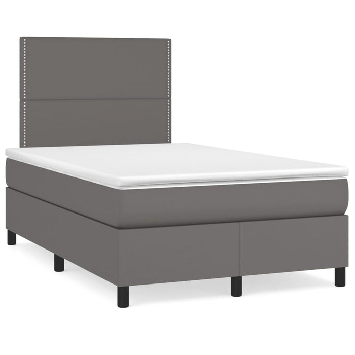 Pat box spring cu saltea, gri, 120x190 cm, piele ecologică - WALTI WALTI