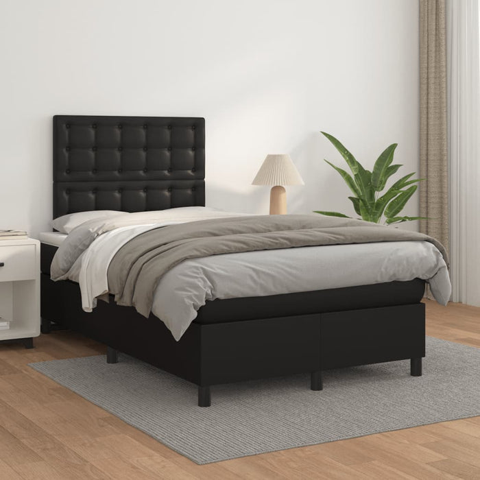 Pat box spring cu saltea, negru, 120x190 cm, piele ecologică - WALTI WALTI