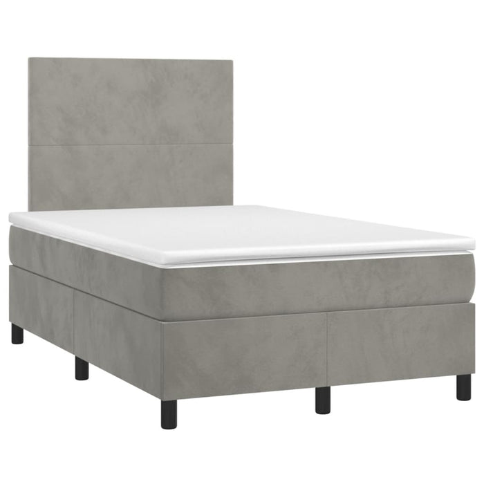 Pat box spring cu saltea, gri deschis, 120x190 cm, catifea - WALTI WALTI