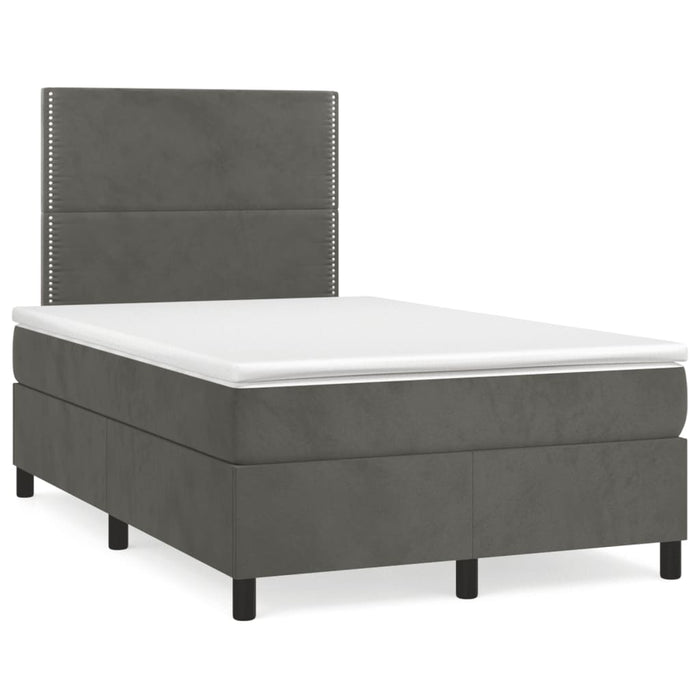 Pat box spring cu saltea, gri închis, 120x190 cm, catifea - WALTI WALTI