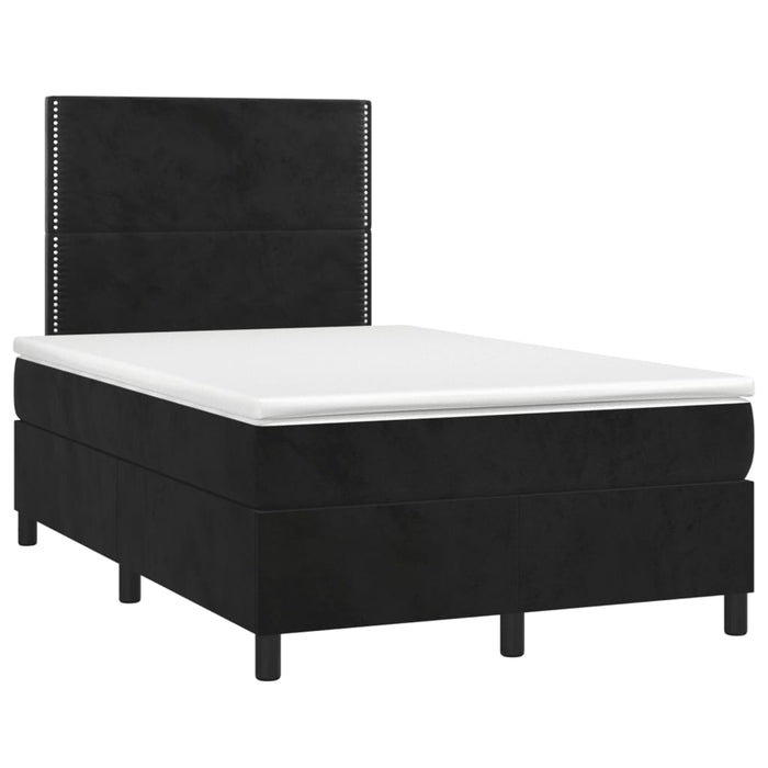 Pat box spring cu saltea, negru, 120x190 cm, catifea WALTI