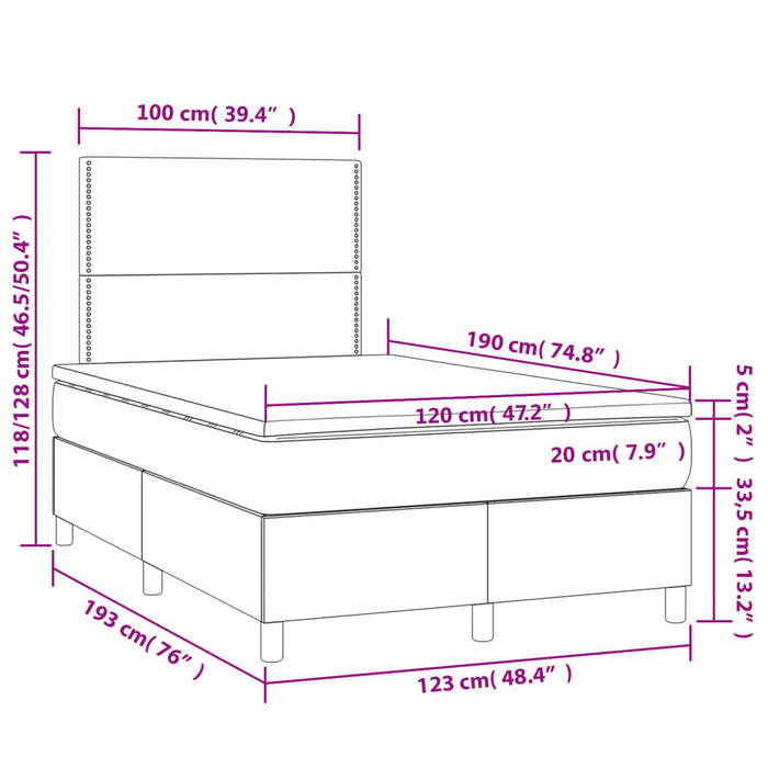 Pat box spring cu saltea, negru, 120x190 cm, catifea WALTI