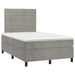 Pat box spring cu saltea, gri deschis, 120x190 cm, catifea - WALTI WALTI