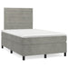Pat box spring cu saltea, gri deschis, 120x190 cm, catifea - WALTI WALTI