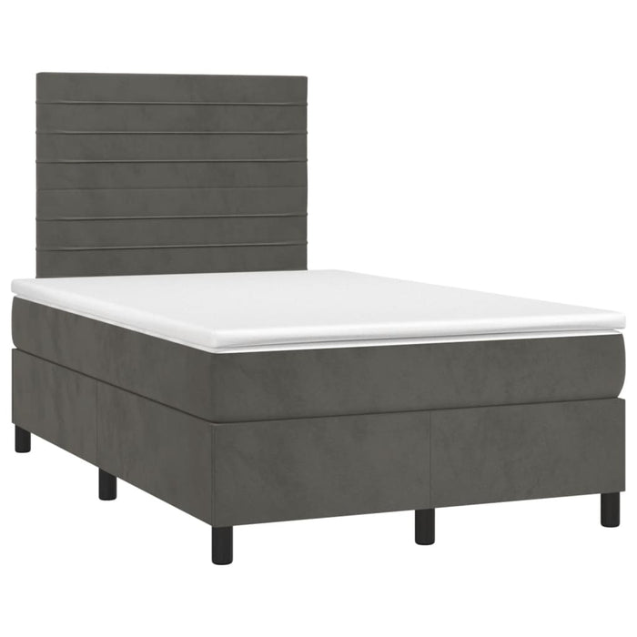 Pat box spring cu saltea, gri închis, 120x190 cm, catifea - WALTI WALTI
