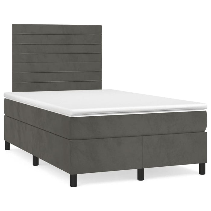 Pat box spring cu saltea, gri închis, 120x190 cm, catifea - WALTI WALTI