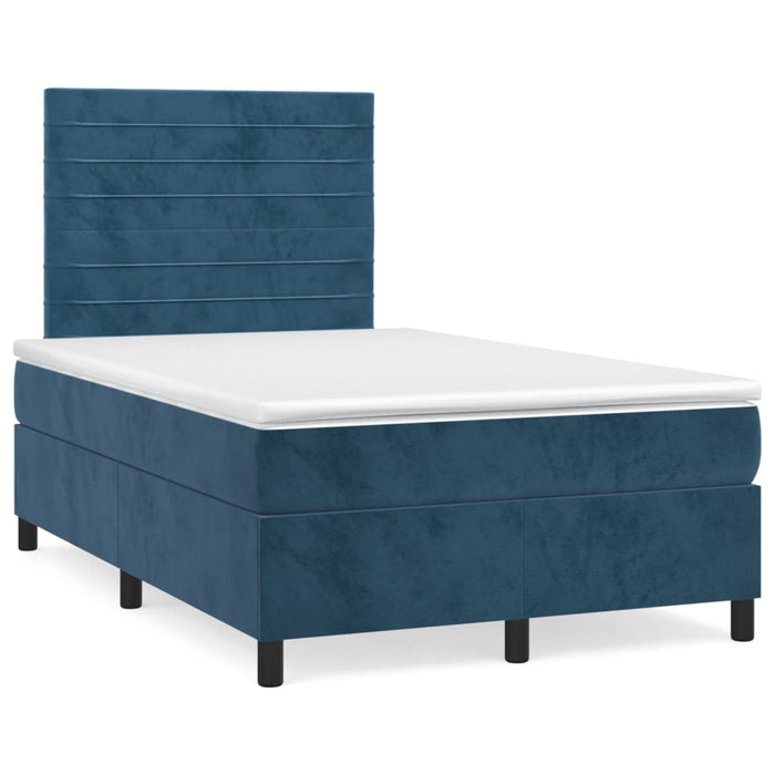 Pat box spring cu saltea, albastru închis, 120x190 cm, catifea - WALTI WALTI