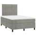 Pat box spring cu saltea, gri deschis, 120x190 cm, catifea - WALTI WALTI