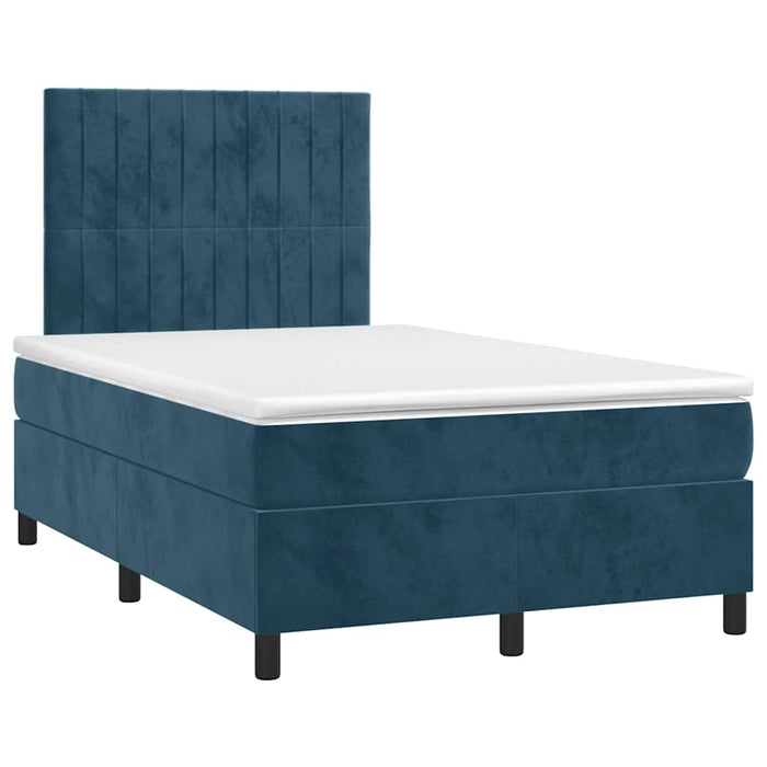 Pat box spring cu saltea, albastru închis, 120x190 cm, catifea WALTI