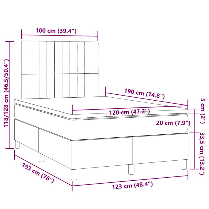 Pat box spring cu saltea, negru, 120x190 cm, catifea - WALTI WALTI