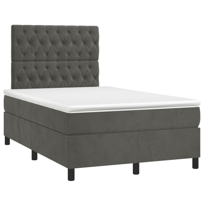 Pat box spring cu saltea, gri închis, 120x190 cm, catifea - WALTI WALTI