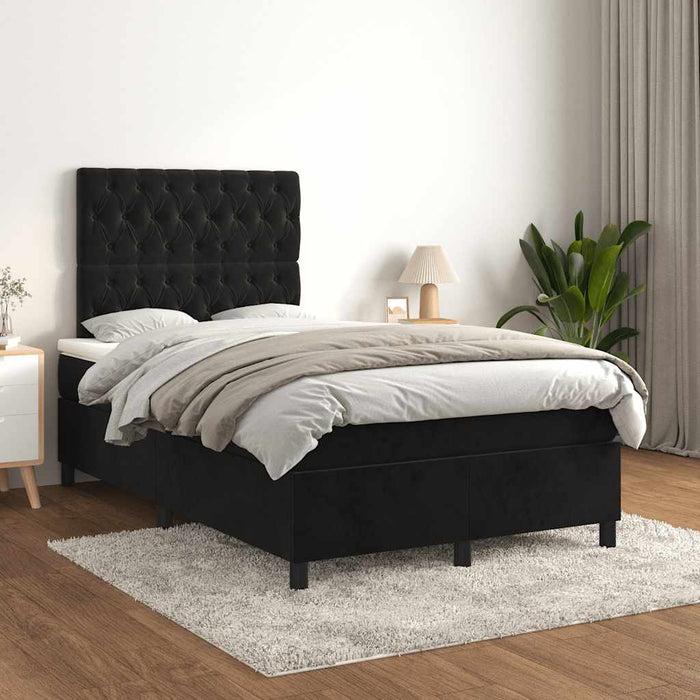 Pat box spring cu saltea, negru, 120x190 cm, catifea - WALTI WALTI