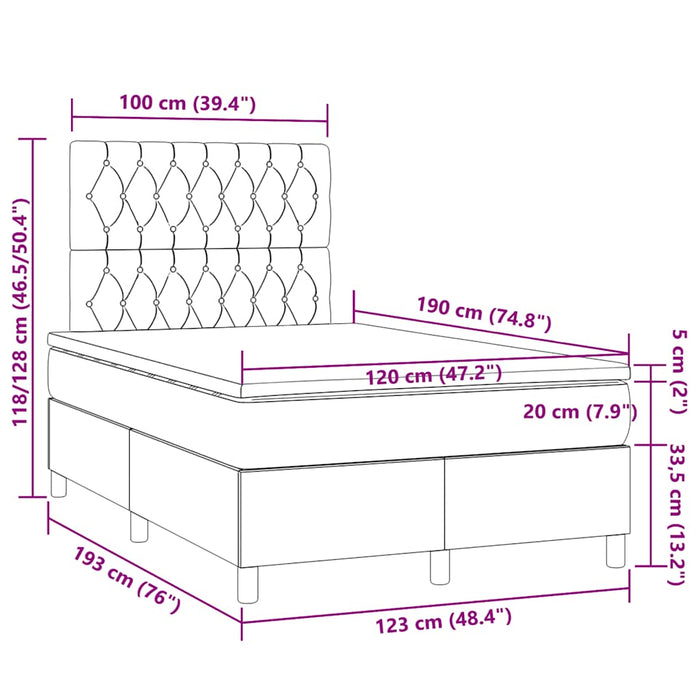 Pat box spring cu saltea, negru, 120x190 cm, catifea - WALTI WALTI