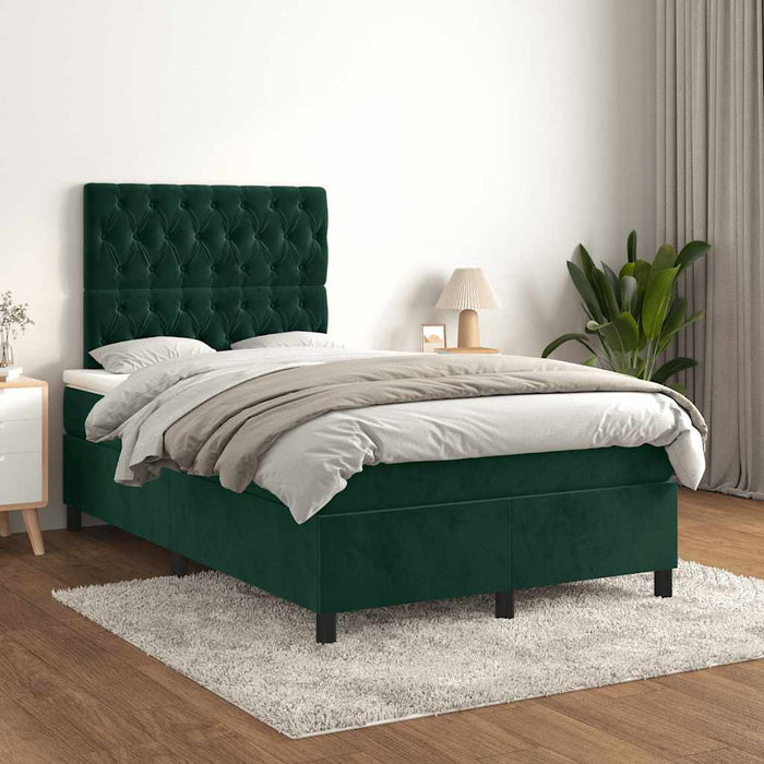 Pat box spring cu saltea, verde închis, 120x190 cm, catifea - WALTI WALTI