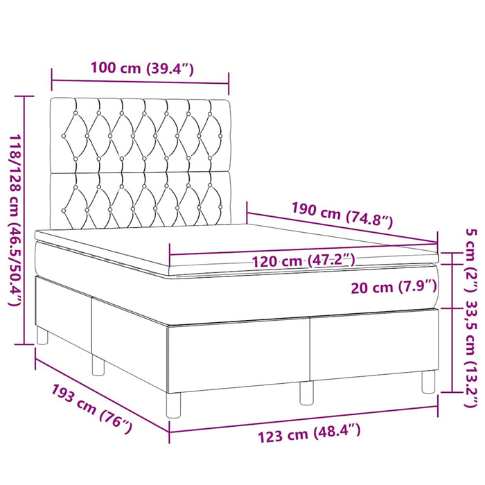 Pat box spring cu saltea, verde închis, 120x190 cm, catifea - WALTI WALTI