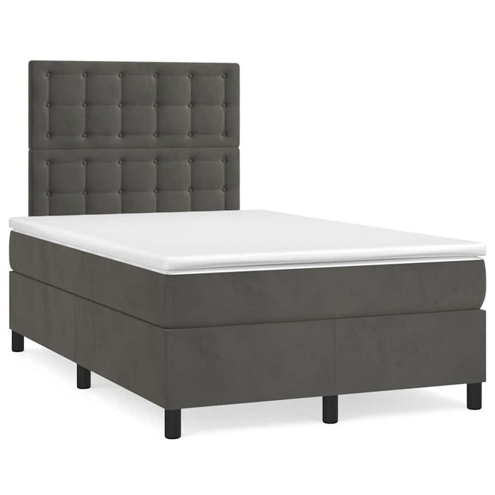 Pat box spring cu saltea, gri închis, 120x190 cm, catifea - WALTI WALTI