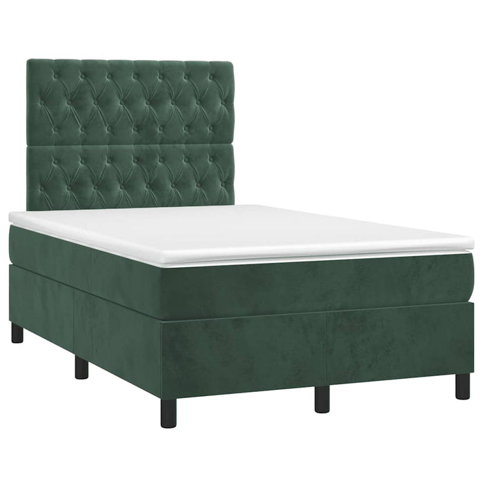 Pat box spring cu saltea, verde închis, 120x190 cm, catifea - WALTI WALTI