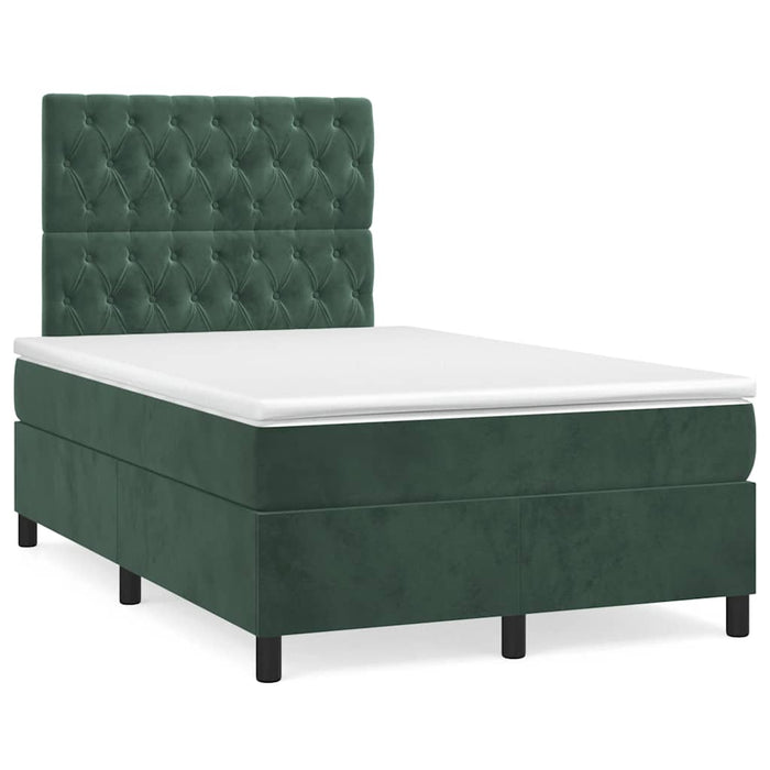 Pat box spring cu saltea, verde închis, 120x190 cm, catifea - WALTI WALTI