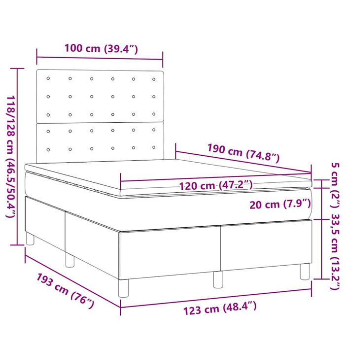 Pat box spring cu saltea, negru, 120x190 cm, catifea - WALTI WALTI