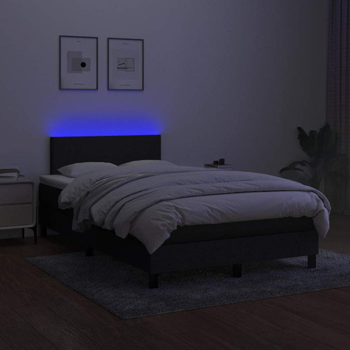 Pat cu arcuri, saltea și LED, negru, 120x190 cm, textil - WALTI WALTI