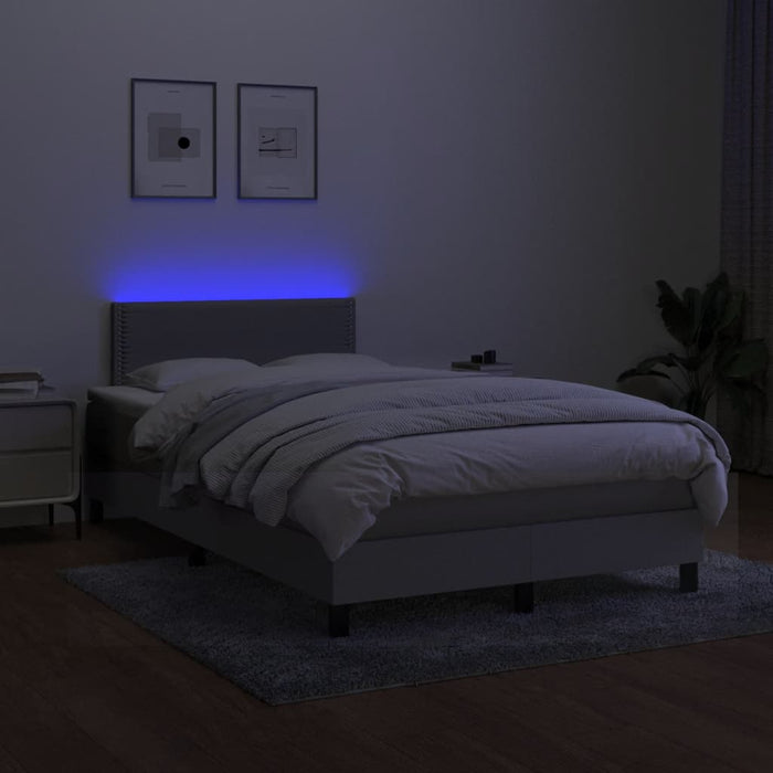 Pat cu arcuri, saltea și LED, gri deschis, 120x190 cm, textil - WALTI WALTI