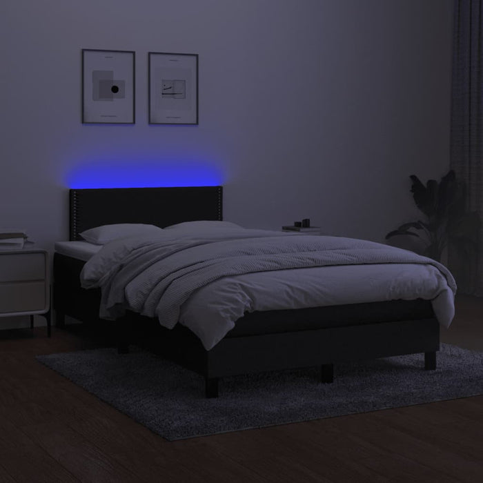 Pat cu arcuri, saltea și LED, negru, 120x190 cm, textil - WALTI WALTI