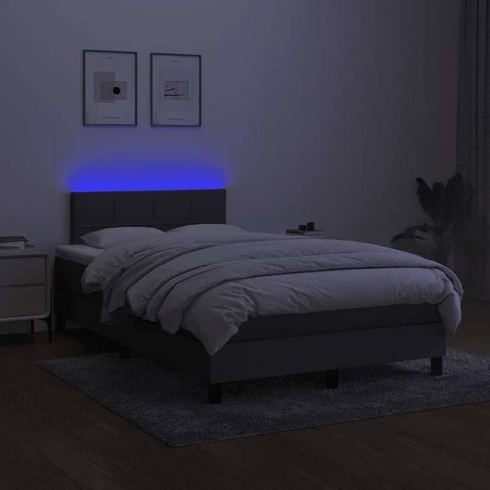 Pat cu arcuri, saltea și LED, gri închis, 120x190 cm, textil - WALTI WALTI