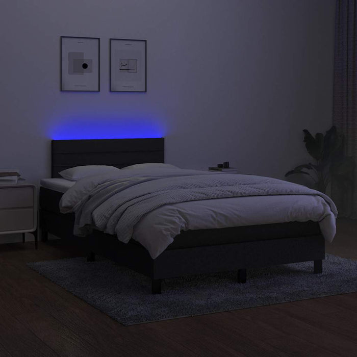 Pat cu arcuri, saltea și LED, negru, 120x190 cm, textil - WALTI WALTI