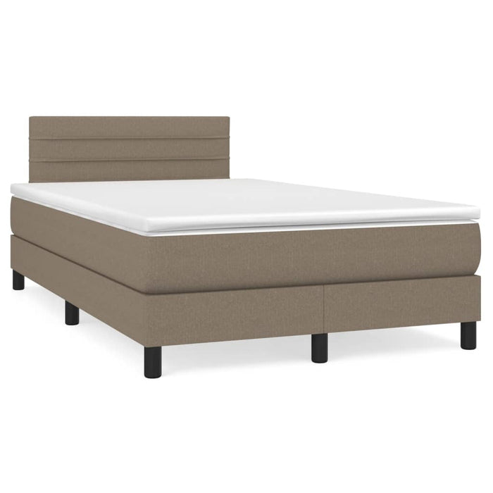 Pat cu arcuri, saltea și LED, gri taupe, 120x190 cm, textil WALTI