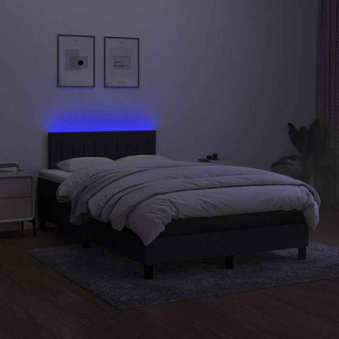 Pat cu arcuri, saltea și LED, negru, 120x190 cm, textil - WALTI WALTI