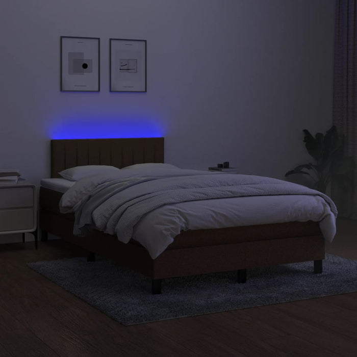 Pat cu arcuri, saltea și LED, maro închis, 120x190 cm, textil - WALTI WALTI