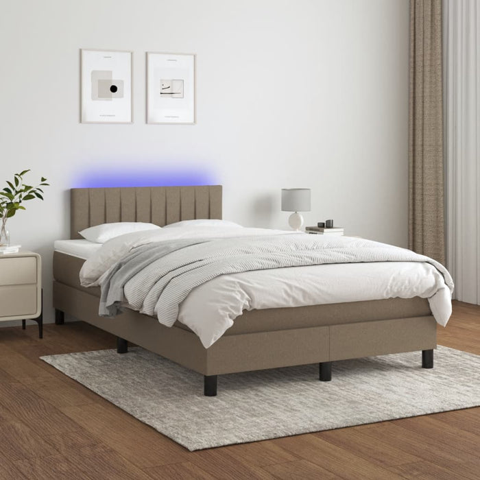 Pat cu arcuri, saltea și LED, gri taupe, 120x190 cm, textil - WALTI WALTI