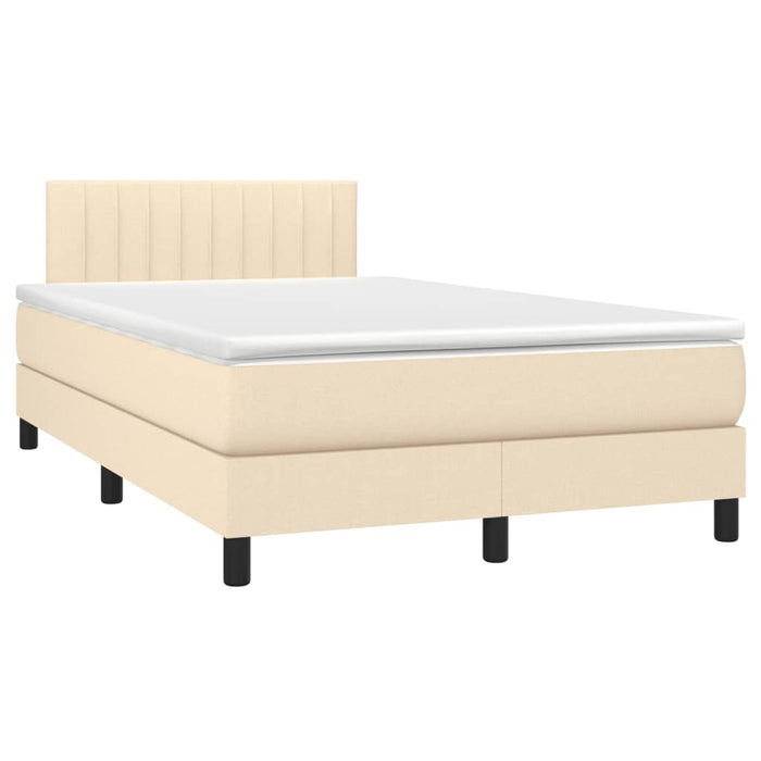 Pat cu arcuri, saltea și LED, crem, 120x190 cm, textil - WALTI WALTI