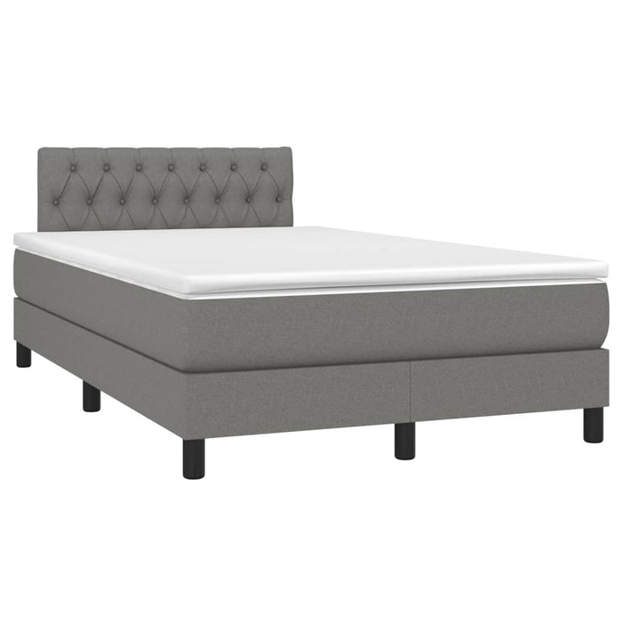Pat cu arcuri, saltea și LED, gri închis, 120x190 cm, textil - WALTI WALTI